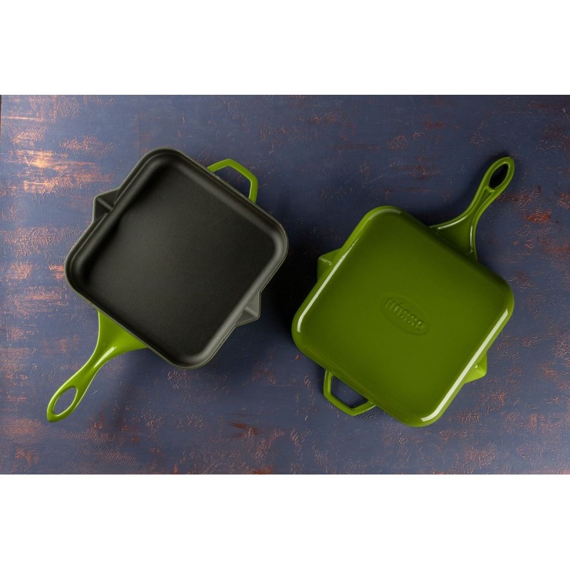 Emaliuota ketaus keptuvė Hosse, Bamboo, 28x28cm | Plokščia ketaus keptuvė | Ketaus keptuvė |